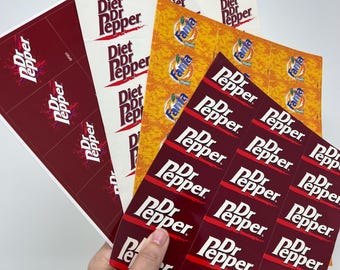 Vintage Dr Pepper And Fanta Stickers, Commercial Vending Machine Button Labels 1990s Y2K
