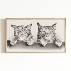 Samsung FRAME TV Art Sleeping Cats — Vintage Print for Frame TV | Decor Digital Download