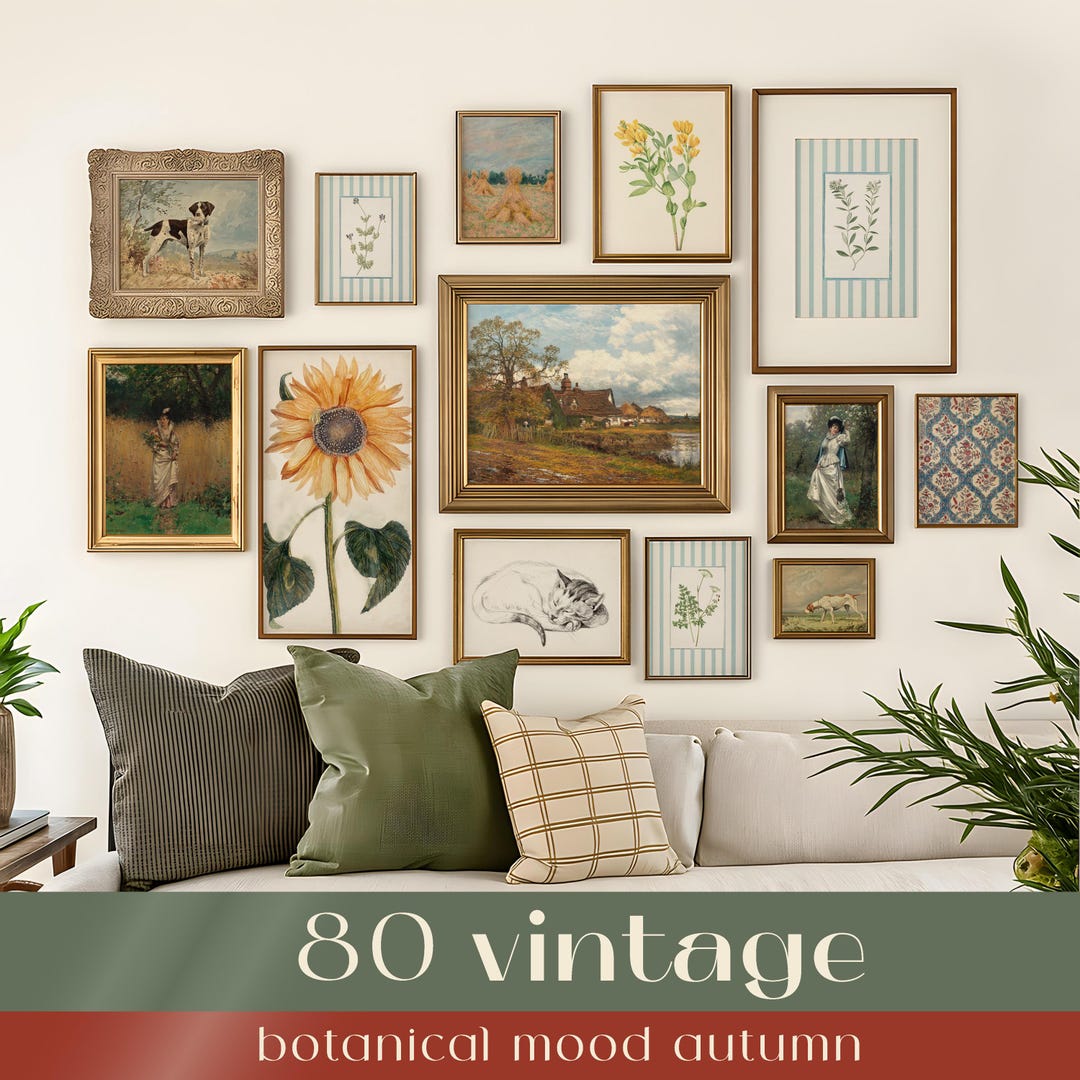 Vintage Autumn Botanical Print Set of 80: Farmhouse Gallery Wall Art ...