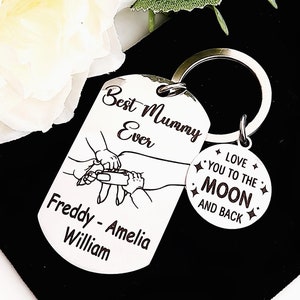 Personalised Mummy Keyring from Children, Christmas Gift for Mum, Thoughtful Mother’s Day, Birthday or Christmas Present, Unique gift Idea