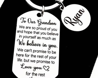 Grandson Personalised Name Keychain: Sentimental Gift from Grandparents