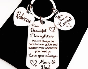 Personalized Daughter Keychain: Engraved Stainless Steel Gift