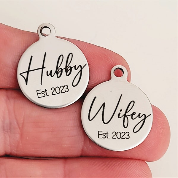 Hubby and Wifey charms for Jewellery making, supplies, Craft supplies, Wedding charms, Husband , Wife, Anniversary 2023, Bridal charms