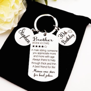 Personalized Brother Keychain: Engraved Stainless Steel Birthday Gift