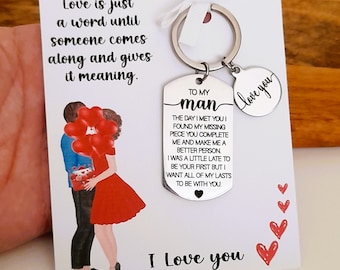 Valentines gift for my Boyfriend, Gift for my Husband for Valentines day, Men's Keyring , Keychain for a Man, for my man , Soulmate , guy