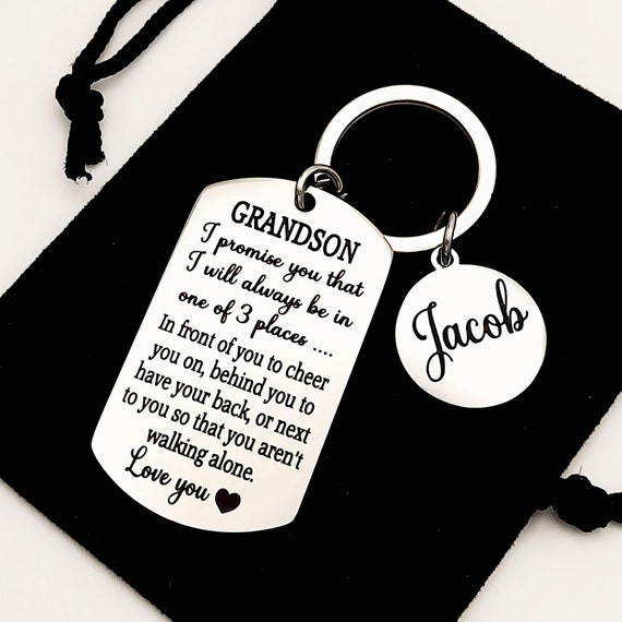 Personalized Grandson Keychain: Sentimental Gift from Grandparents