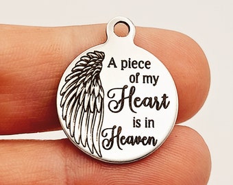 A Piece of my heart is in heaven charm, Charms for Jewellery making, supplies, Craft supplies, Nurse gift , Stainless steel, unique