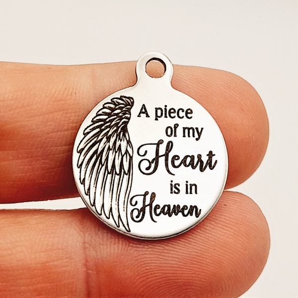 A Piece of my heart is in heaven charm, Charms for Jewellery making, supplies, Craft supplies, Nurse gift , Stainless steel, unique