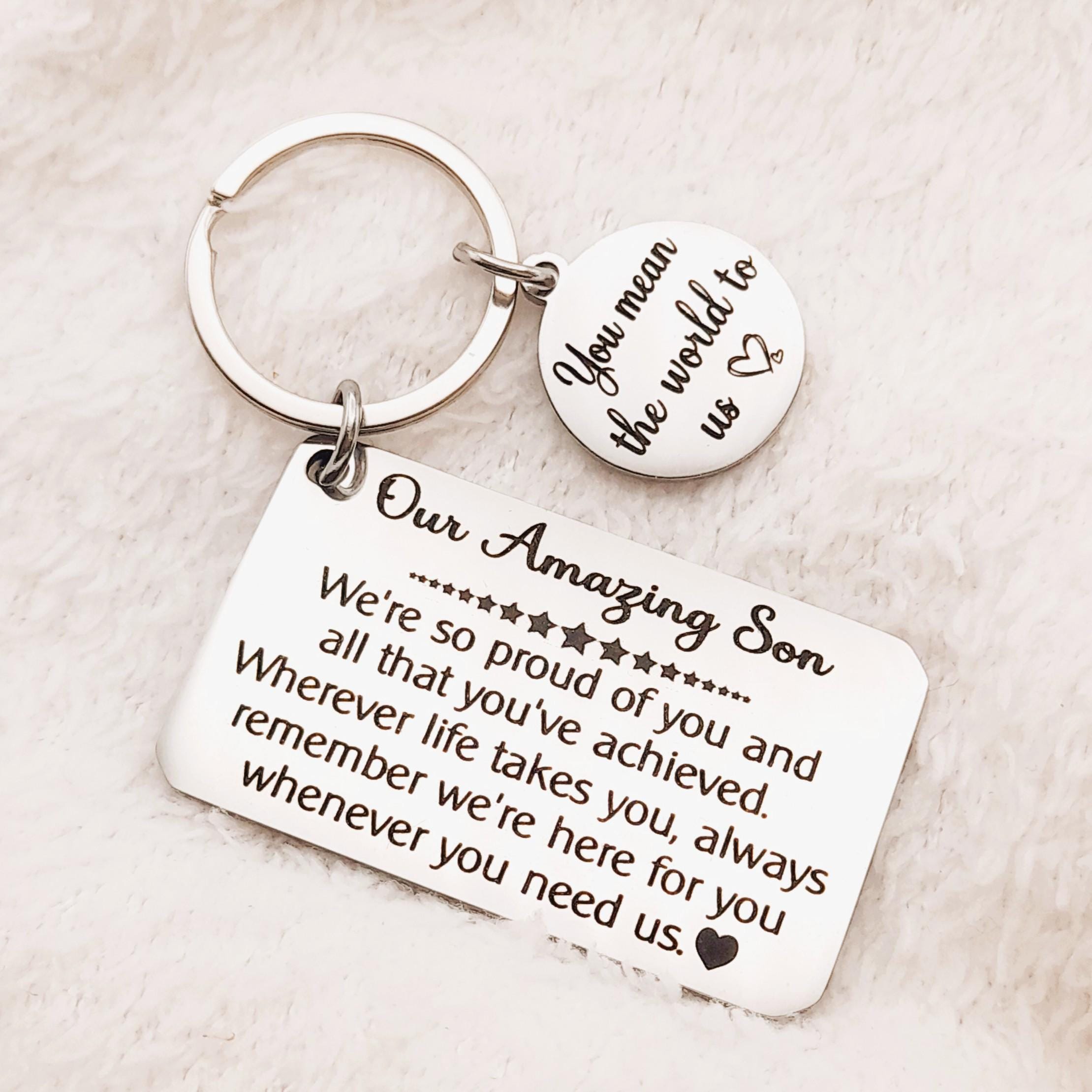 Engraved Stainless Steel Son Keychain - Sentimental Keepsake