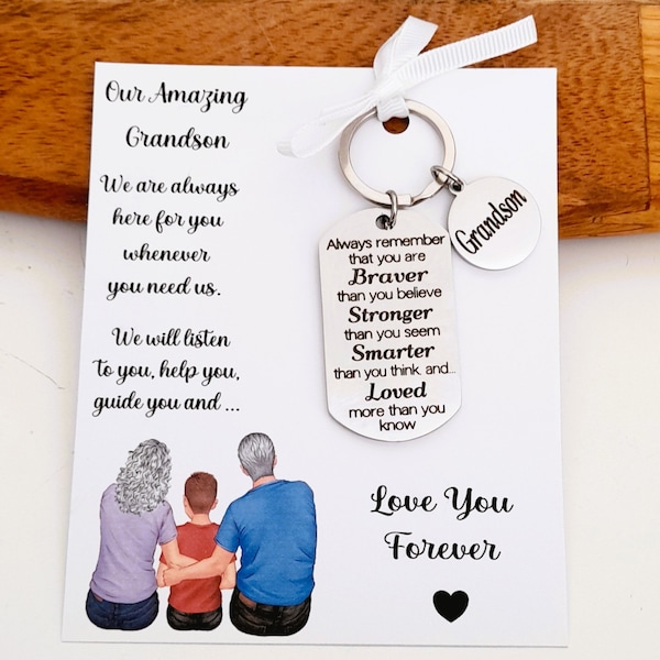 Christmas gift for a Grandson Keyring from Grandparents Christmas gift for Our Grandson, gift for him, Teen , Kid, Child, Birthday gift.