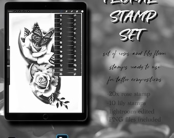 Rose tattoo composition stamps