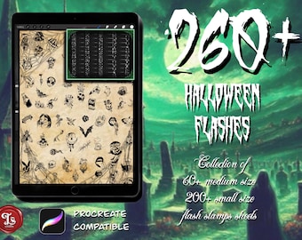 Halloween creepy tattoo flash sheet stamps ready to use!