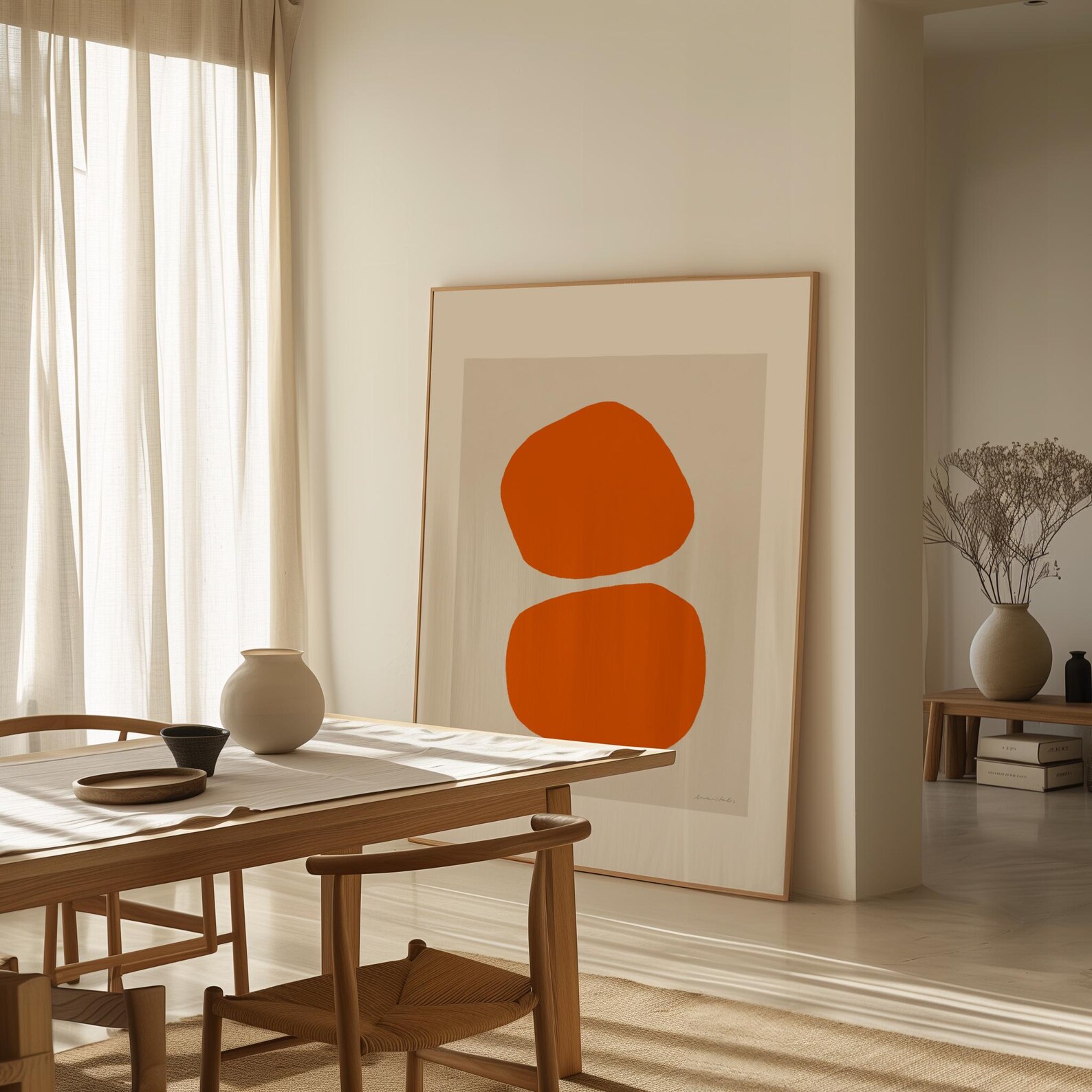 Digital Orange Modern Abstract Art Print, Striking Wall Mural ...