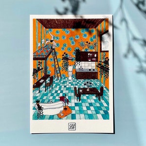 Série Madame numéro 8 - Print - Illustration - Art - Fine art - Décoration - Fait main - Impression aquarelle - A5 - A6 - Carte postale