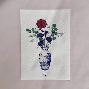Série Fleurs numéro 1 - Illustration - Print - Art - Fine art - Décoration - Fait main - Impression - A5 - A6 - Carte