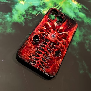 3D Alien Facehugger Harz Horror Handyhülle Goth Creepy Eyes Coole Handytaschen Cthulhu Tentakel Silikon Augapfel für Iphone Samsung