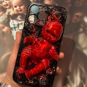 3D-Puppe Handytasche handgemachte Goth Creepy Augen coole Harz Alien Facehugger Cthulhu Tentakel hässliche Phone Cases Ghost Augapfel für Iphone Samsung