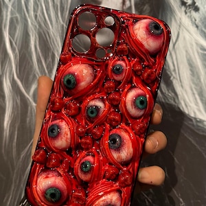 3D Eyes Phone Case Handmade Creepy Resin Goth Decoden Eyes Cool Cthulhu Tentacles Silicone Ghost Eyeball Cell Phone Cases For Iphone Samsung