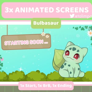 Cute Bulbasaur Animated Screen for Twitch/Youtube Streaming / OBS