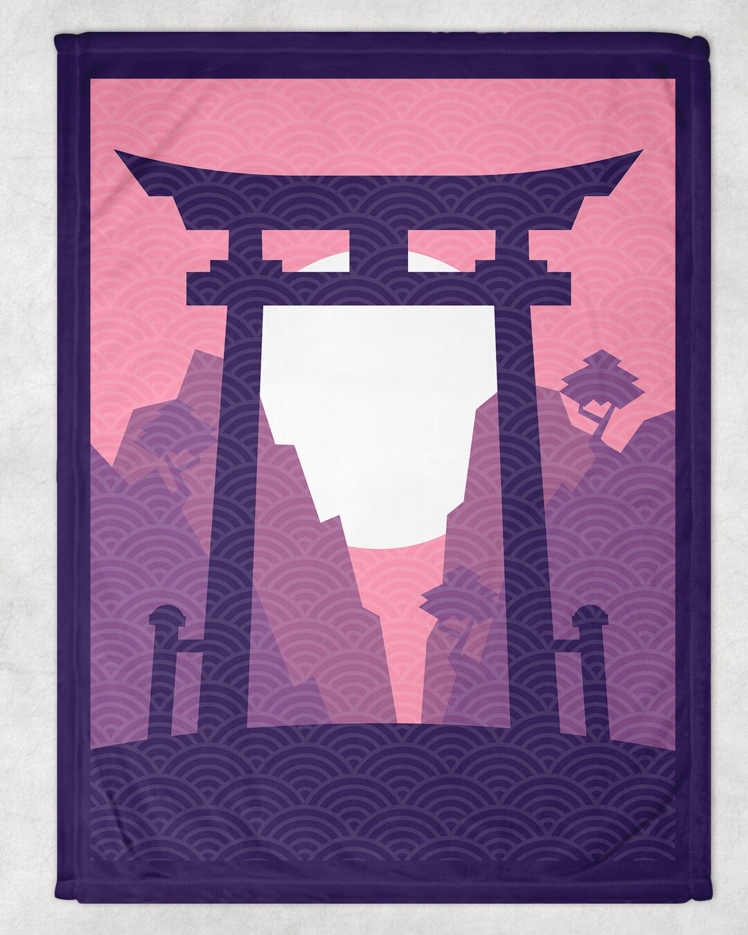 Japanese Blanket, Fleece Blanket, Mount Fuji, Japanese Throw, Vintage