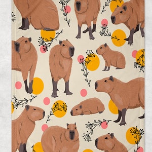 Large Capybara Fleece Blanket - Super Soft - Capybara Christmas Gift