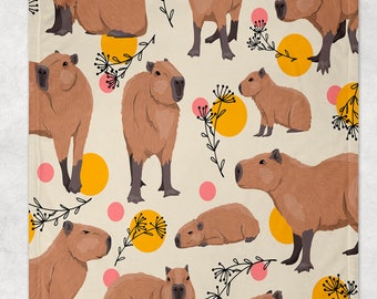 Large Capybara Fleece Blanket - Super Soft - Capybara Christmas Gift