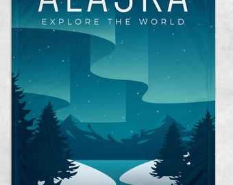 Alaska Poster Throw - Fleece Blanket Throw