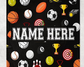 Personalized Sports Baby Blanket - Sports Themed Blanket - Sports Personalized Baby Blanket - Personalized Baby Name Blanket - Sports Theme