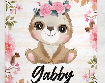 Personalized Sloth Baby Blanket – Custom Name, 30x40 Inches, Flannel Fleece | Baby Shower Gift, Nursery Blanket - View #4