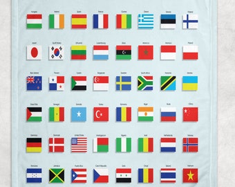 World Flags Throw Blanket, Flags of the World Blanket, Travel Blanket, Wanderlust Blanket, International Flags Blanket, Cozy Blanket, Gifts