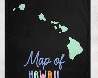 Hawaiian Islands | Lake House Décor | Cabin Art | Custom Map Gifts | Fleece Blanket