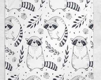 Raccoon Throw Blanket, Raccoon Fleece Blanket