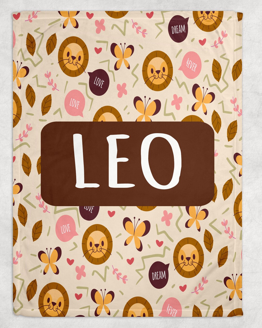 Personalized Lion Blanket, Personalized Name Blanket, Custom Baby