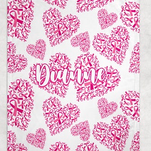 Personalized Chemo Blanket, Cancer Ribbon Gift, Breast Cancer Ribbon, Loved One Gift, Chemotherapy Blanket, Customized Fleece Throw Blanket