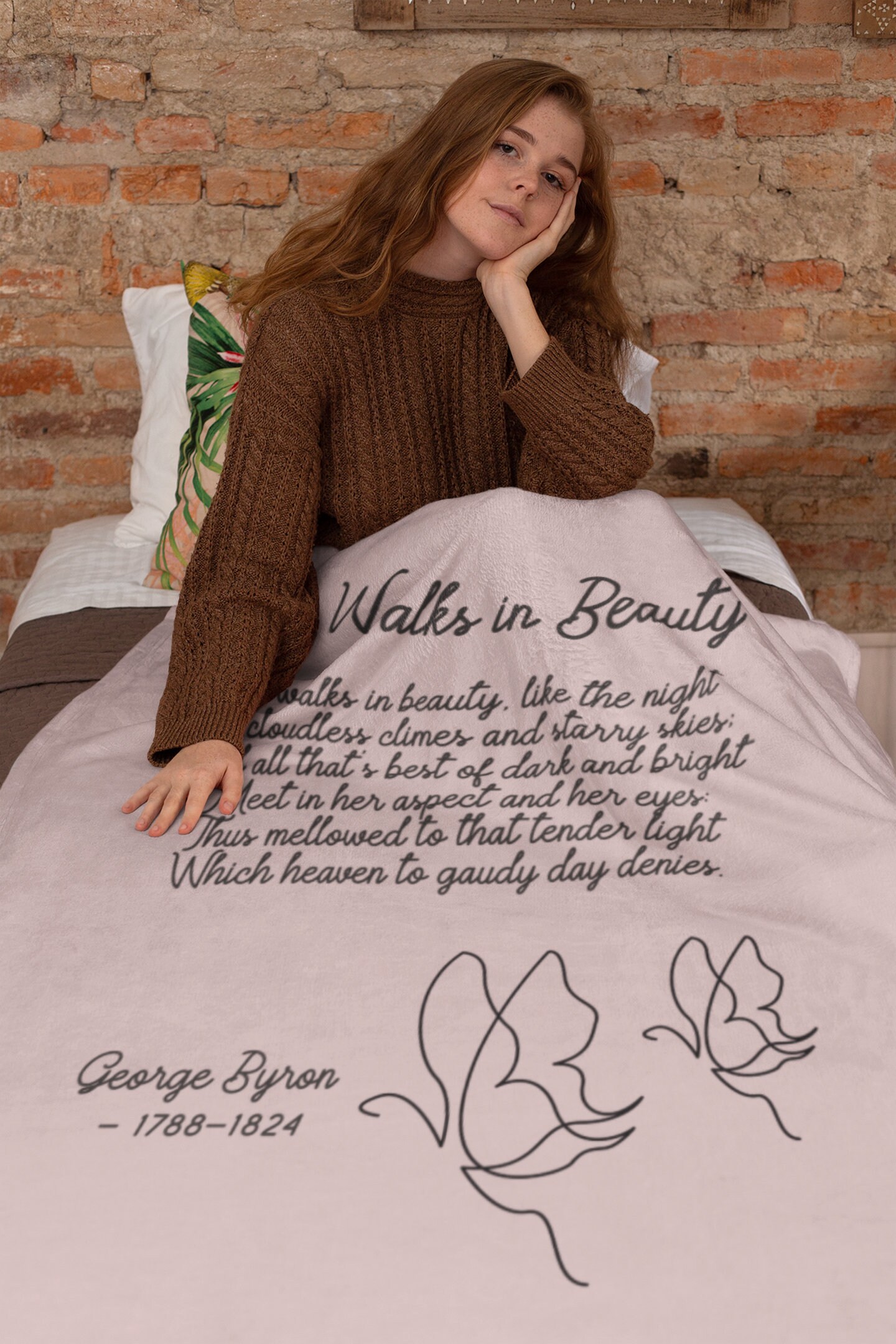 Personalized Poem Blanket, Custom Poetry Throw Blanket, Butterfly