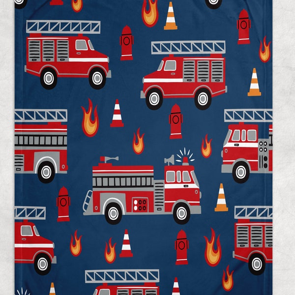 Personalized Fire Truck Blanket, Name Blanket, Baby Boy Blanket, Fire Truck Blanket For Kids, Fire Truck Crib Bedding, Baby Christmas Gift