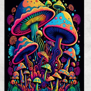 Trippy Mushroom Forest Fleece Blanket