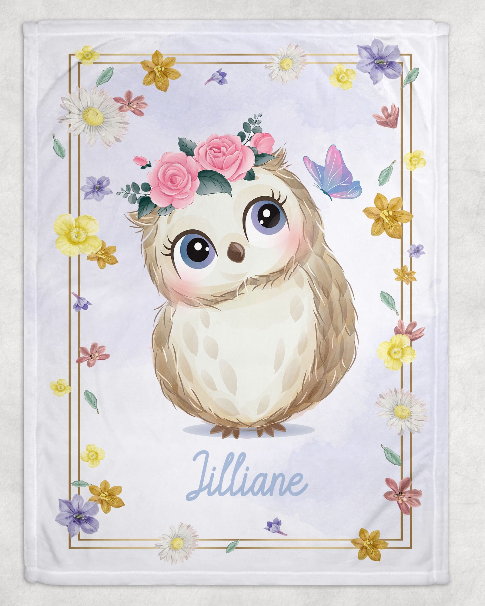 Baby Owl Personalized Baby Blanket, Baby Blanket, Name Baby Blanket, Baby Gift, Baby, Owl Floral Nur