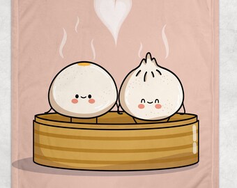 Dumplings Throw Blanket, Bao Zi Lover Gift, Soup Dumpling Wall Art, Dim Sum Gift, Xiao Long Bao, Asian Tapestry, Gift for Foodie