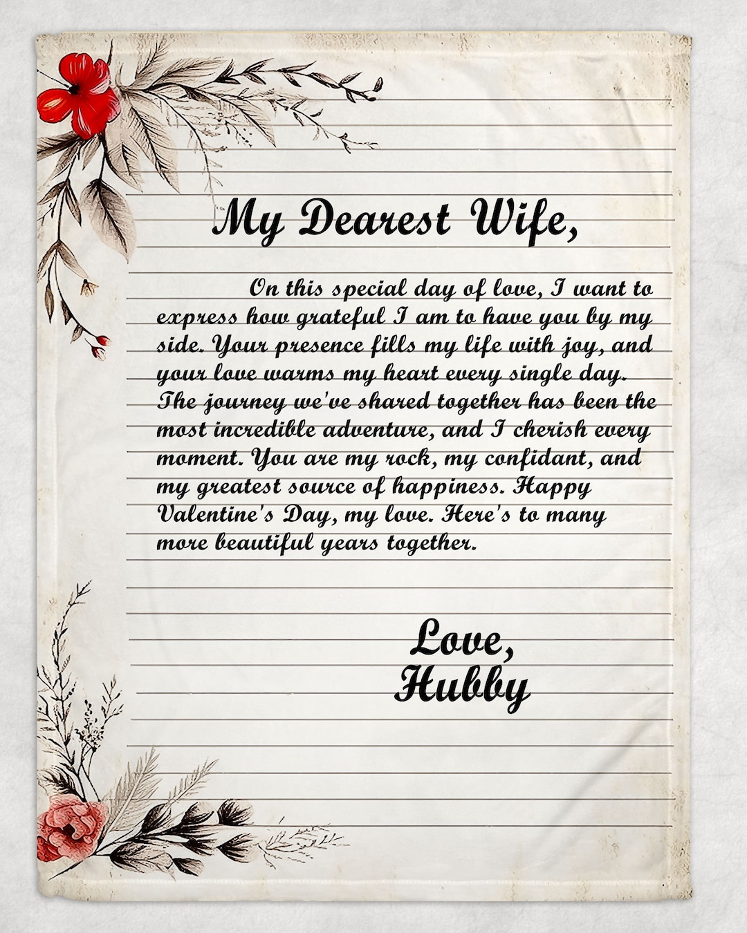 Custom Love Letter Blanket, Personalized Blanket, Custom Name Blanket