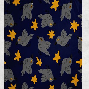 Raven Bird Fleece Blanket, Bird Watching Blanket, Viking Blanket, Gift for Raven Lover, Birthday Gift, Gothic Raven Blanket