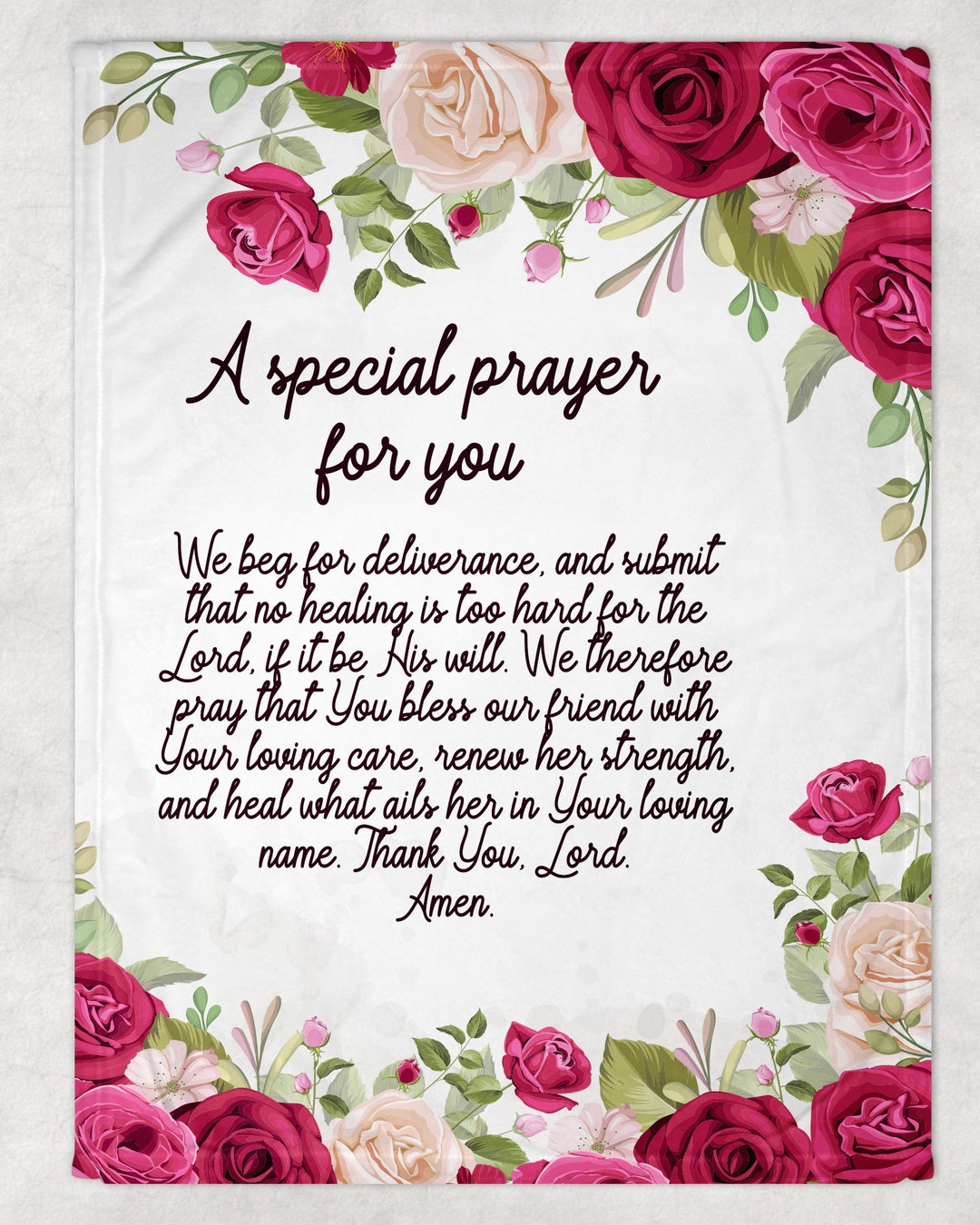 Personalized Healing Message Blanket, Prayer Blanket,positive Thoughts