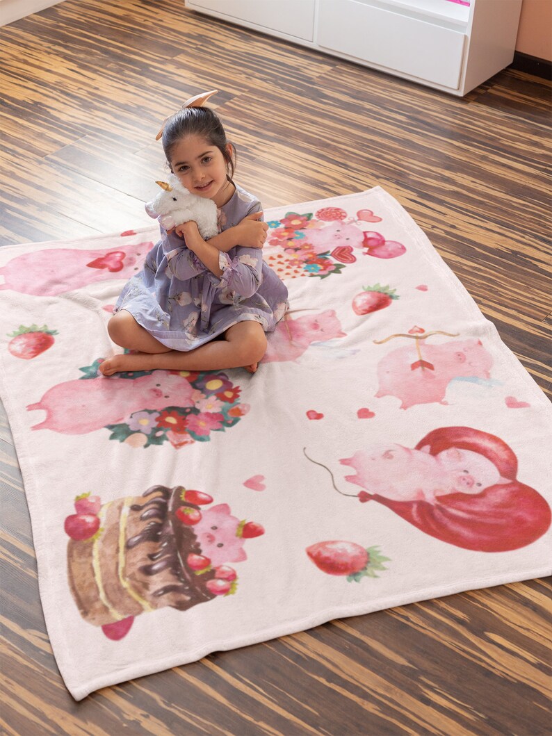I Just Really Likes Cute Pink Pigs Blanket Fleece Pigs Blanket Etsy
