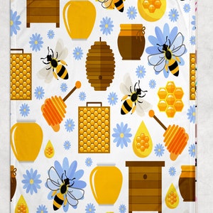 Bee Plush Blanket-Baby Name Blanket-Bee Baby Shower-Personalized Kids Blanket-Kids Blanket with Name-Baby Girl Blanket-Bumble Bee Blanket