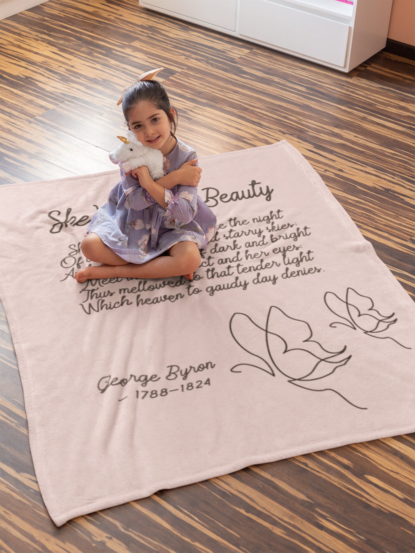 Personalized Poem Blanket, Custom Poetry Throw Blanket, Butterfly