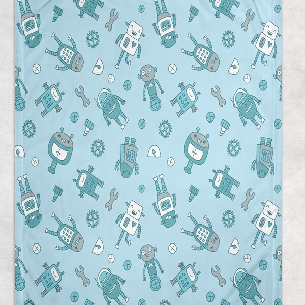 Robot Blanket Etsy