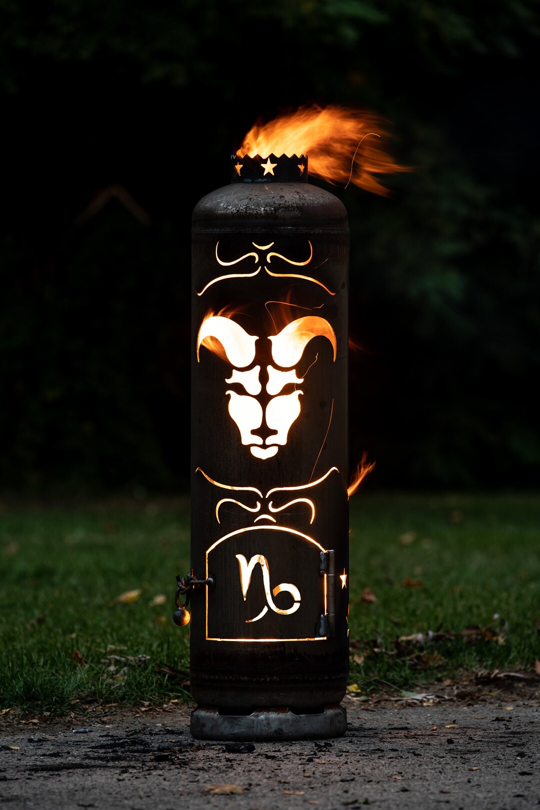 Fire Pit Zodiac Sign Capricorn Fire Barrel Zodiac Sign Garden Etsy