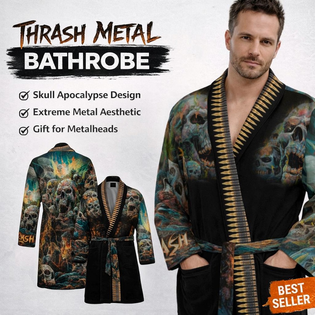 Skull Robe Heavy Metal Gothic Bathrobe Skull Robe Thrash Metal Dark Alternative ...
