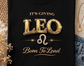 It's Giving Leo Shirt, Bling Zodiac Horoscope Tee, Astrology Graphic Top