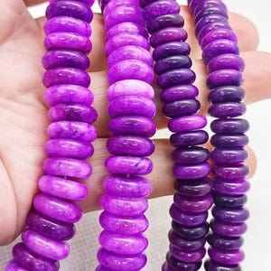 Cherry Purple Jade Bead Strand: Rondelle Heishi Gemstone Beads
